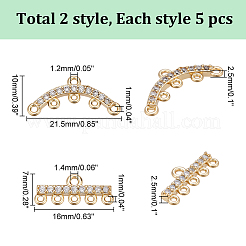 10Pcs 2 Styles Brass Micro Pave Cubic Zirconia Chandelier Component Links&nbsp;FIND-AR0005-59