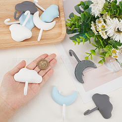 3 Sets 3 Colors Sky Theme Cloud & Moon Shape Traceless Adhesive Wall Hooks&nbsp;AJEW-GF0006-94