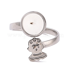 Non-Tarnish 304 Stainless Steel Open Cuff Ring Findings&nbsp;STAS-E124-04P