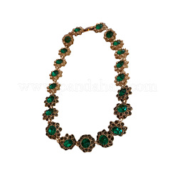 Alloy Full Rhinestone Flower Link Chain Necklaces for Women&nbsp;WGB743E-04