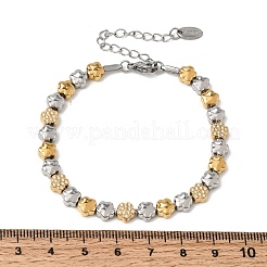 Duo Tone 304 Stainless Steel Micro Pave Clear Cubic Zirconia Beaded Bracelets&nbsp;SA-CBAB122-02B
