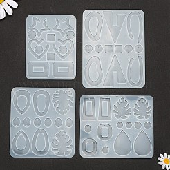 4Pcs Geometry/Teardrop/Heart Pendant & Links Silicone Molds&nbsp;DIY-LS0003-22