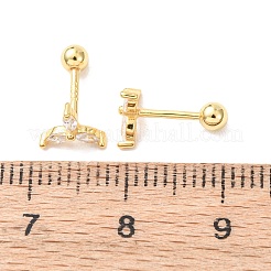 Windmill 925 Sterling Silver Micro Pave Clear Cubic Zirconia Stud Earrings&nbsp;EJEW-K317-13G