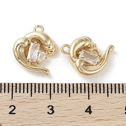 Brass Micro Pave Clear Cubic Zirconia Charms&nbsp;KK-G491-30G