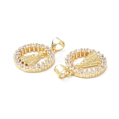 Eco-Friendly Rack Plating Brass Micro Pave Cubic Zirconia Pendants&nbsp;KK-F845-34G