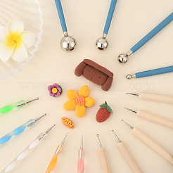 14Pcs 3 Styles Plastic & Wood Double Heads Modeling Clay Sculpting Tools Set&nbsp;TOOL-SP0003-22