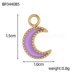Moon Charms 304 Stainless Steel Enamel Pendants&nbsp;STAS-OY004-08G