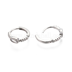 Glass Oval Hoop Earrings with Cubic Zirconia&nbsp;EJEW-G321-01P-01