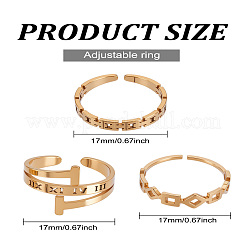 1 Set Stainless Steel Geometry Cuff Rings for Women&nbsp;RJEW-LP0008-19
