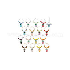 Autumn Pineapple Alloy Enamel Wine Glass Charms&nbsp;AJEW-GA00016