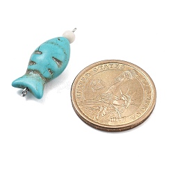 4Pcs 4 Styles Dyed Synthetic Turquoise Starfish & Fish Connector Charms&nbsp;PALLOY-JF02955