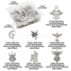 80Pcs Tibetan Style Alloy Moon with Fairy Pendants&nbsp;TIBEP-FA0001-RS