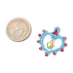 Glass Seed Beaded Heart Pendants&nbsp;PALLOY-MZ00588-04