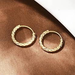 Brass Textured Hoop Earrings&nbsp;EJEW-F378-03A-G