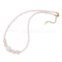 Natural Rose Quartz Round Graduated Beaded Necklaces&nbsp;NJEW-JN05654-01