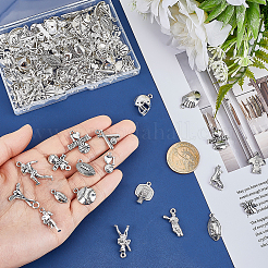 120Pcs 20 Styles Sports Theme Tibetan Style Alloy Pendants&nbsp;TIBEP-ME0001-07