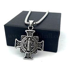 Men's 304 Stainless Steel Saint Benedict Cross Pendant Necklaces&nbsp;QR6322