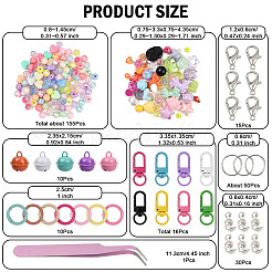 DIY Heart & Flower & Round Acrylic Beads & Alloy Keychain Making Kits&nbsp;DIY-YW0010-88