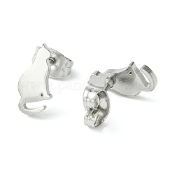 Non-Tarnish Cute Little Animal Theme 304 Stainless Steel Stud Earrings&nbsp;EJEW-B041-02C-P