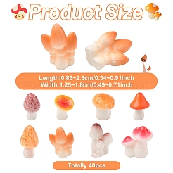 40Pcs 8 Styles Mushroom Themes Resin Display Decorations&nbsp;DJEW-YW0010-11