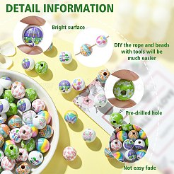 100Pcs 8 Styles Printed Wood European Beads&nbsp;WOOD-CJ0001-84