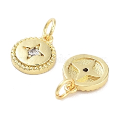 Rack Plating Brass Clear Cubic Zirconia Charms&nbsp;KK-M293-10G