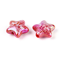 Christmas UV Plating Printed Opaque Acrylic Beads&nbsp;MACR-N018-06A