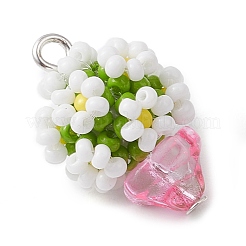 Beaded Flower Potted Charms&nbsp;PALLOY-MZ00446-02