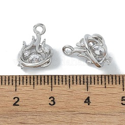 Brass Micro Pave Clear Cubic Zirconia Pendants&nbsp;KK-H482-08P