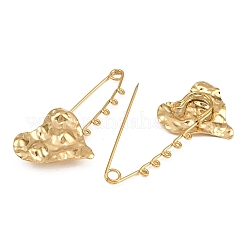 Texture Heart 304 Stainless Steel Safety Pins Brooch Findings&nbsp;SA-CBA098D-15A-G05