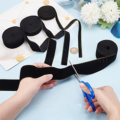 4 Rolls 4 Styles Single Face Velvet Gold Edged Ribbon for Bowknot Making&nbsp;OCOR-PH0002-93