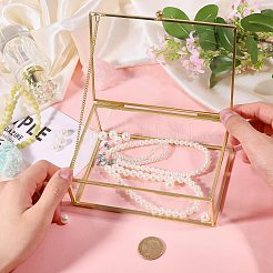 Transparent Glass Jewelry Organizer Display Cases with Metal Frame&nbsp;AJEW-WH0410-465B