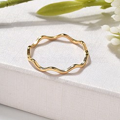 304 Stainless Steel Wave Finger Rings&nbsp;RJEW-I110-01G