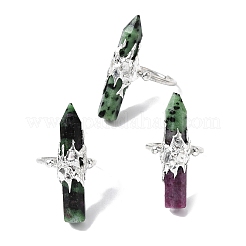 Natural & Synthetic Gemstone & Brass Cuff Rings for Women&nbsp;RJEW-G374-01P