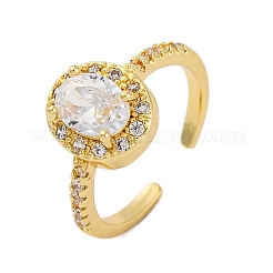 Rack Plating Brass Micro Pave Clear Cubic Zirconia Cuff Finger Rings for Women&nbsp;RJEW-M028-10G
