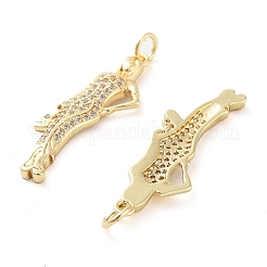 Rack Plating Brass Micro Pave Clear Cubic Zirconia Pendants&nbsp;KK-M280-03G