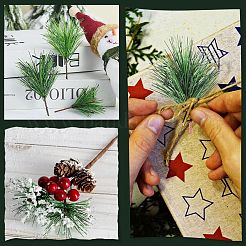 30Pcs Plastic Artificial Pine Branches&nbsp;AJEW-CP0009-91