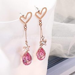 Alloy Rhinestone Heart & Star & Teardrop Stud Dangle Earrings for Women&nbsp;WG86E07-01