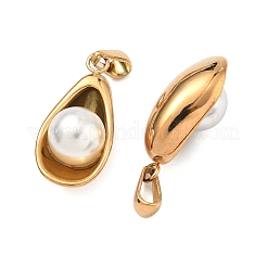 304 Stainless Steel & ABS Plastic Imitation Pearl Pendants&nbsp;STAS-C172-12G