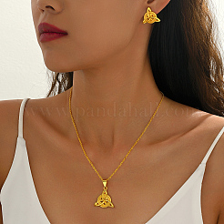 Trinity Knot Brass Stud Earrings & Pendant Necklaces Sets for Women&nbsp;JL1010
