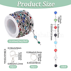1Roll Handmade Glass Flat Round Link Chains&nbsp;CHC-BBC0001-14