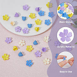 HOBBIEASY 80Pcs 8 Style Rubberized Style Opaque Acrylic Bead Caps&nbsp;ACRP-HY0001-03