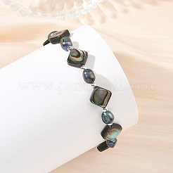 Dyed Natural Pearl & Paua Shell Beaded Bracelets for Women&nbsp;BJEW-JB14146
