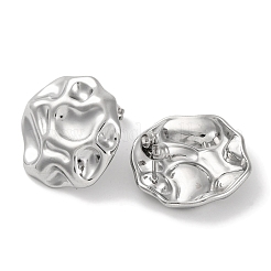 304 Stainless Steel Texture Flat Round Stud Earrings&nbsp;EJEW-D281-15S