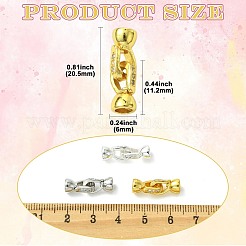 6Pcs 3 Colors Zinc Alloy Micro Pave Clear Cubic Zirconia Fold Over Clasps&nbsp;FIND-CJ0005-11