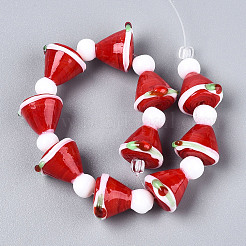 Christmas Theme Handmade Lampwork Beads Strands&nbsp;LAMP-N028-18B