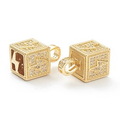 Brass Micro Pave Clear Cubic Zirconia Pendants&nbsp;ZIRC-J041-17