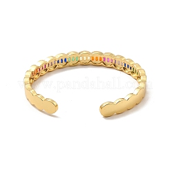 Colorful Cubic Zirconia Open Cuff Bangle&nbsp;BJEW-P281-04G
