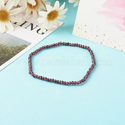 Faceted Rondelle Natural Garnet Beads Stretch Bracelets&nbsp;BJEW-JB06383-01