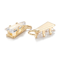 Brass Clear Cubic Zirconia Charms&nbsp;ZIRC-G170-10G